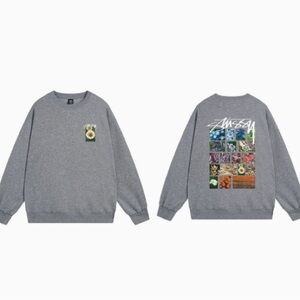 Stussy Gray Botanical Long Sleeve Tee